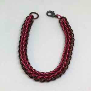 Pink and Brown Aluminum Persian Weave Chainmail Bracelet, Handmade - Picture 1 of 3