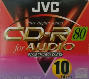 JVC CD-R80 / CD-RA80 10 PACK Audio Music CD-R Blank Recordable Disc 80 MINS - Picture 1 of 9