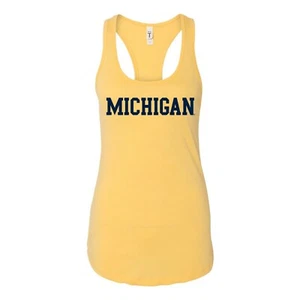 Michigan Wolverines Basic Block, Team Color Womens Racerback Tank - Picture 1 of 22