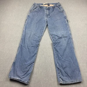 Vintage Gap Jeans Womens 6 Fit 30X31 Blue Denim Fleece Lined Carpenter Pants - Picture 1 of 14