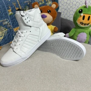 Supra Skytop Men's white Lychee Texture Leather High Top Shoes Boots Sneaker - Picture 1 of 15