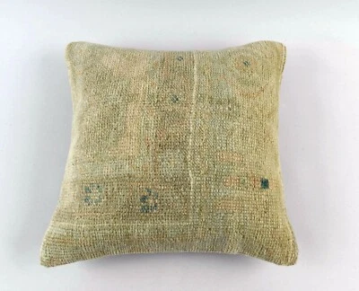 16x16 Oushak Rug Pillow Cover Decorative Handmade Vintage Cushion Cover A3144 - Image 1 of 4