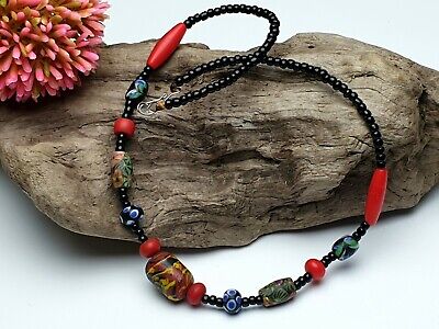 Afrika Schmuck Halskette Mit älteren Handelsperlen Trade Beads Unikat 49 Cm • 36.90€