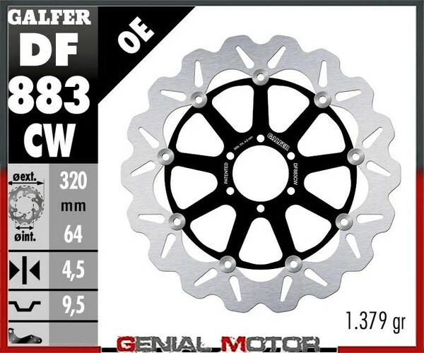Galfer Front Brake Disc Wave Floating 320X4.5mm Aprilia RSV MILLE R 2001 - Image 1 of 1