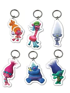 6 x TROLLS Keyrings Poppy Branch Biggie DJ Suki Guy Diamond Cooper Party Bags - Picture 1 of 1