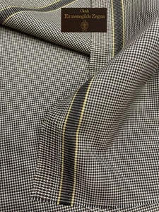 ERMENEGILDO ZEGNA Suiting Fabric Grey Superfine Wool Micro Gingham Check 3,5m - Picture 1 of 7