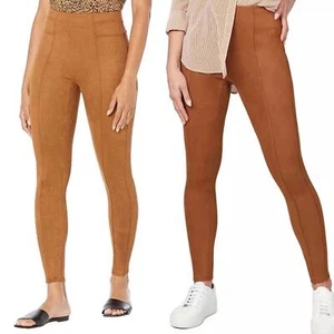 Spanx Kunstleder hellbraun karamell Leder spitze Leggings Größe Small Mafia Frau - Bild 1 von 11