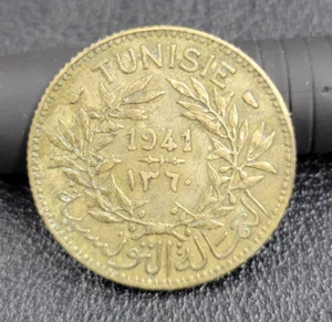 Tunisia - 1 Franc - 1360-1941 - Al-Bronze - KM#247 - Picture 1 of 2