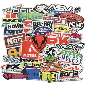 100Pcs Auto Car Parts NHRA Drag Racing Vinyl Graphics Stickers Bomb Decals Pack - Picture 1 of 8
