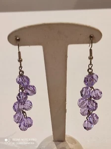 Boucles d'oreilles vintage pendantes artisanales Grappe Raisins - Foto 1 di 11