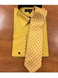 Mens Formal Button Down 2 PIECE Dress Shirt. Cotton/Poly. Mustard - Picture 1 of 1