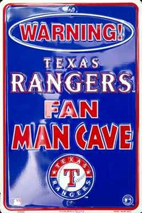 TEXAS RANGERS SIGN WARNING RANGERS FAN MAN CAVE METAL PARKING SIGN 8"x 12" - Picture 1 of 5