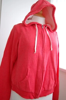 Hollister  coral red fleece lined light weight hoodie zip jacket L (UK 12/14) - Image 1 of 4