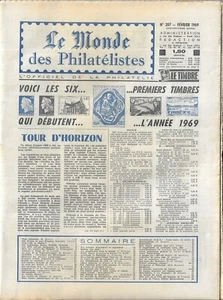 Journal LE MONDE DES PHILATELISTES . N° 207 . Février 1969 . - Foto 1 di 1