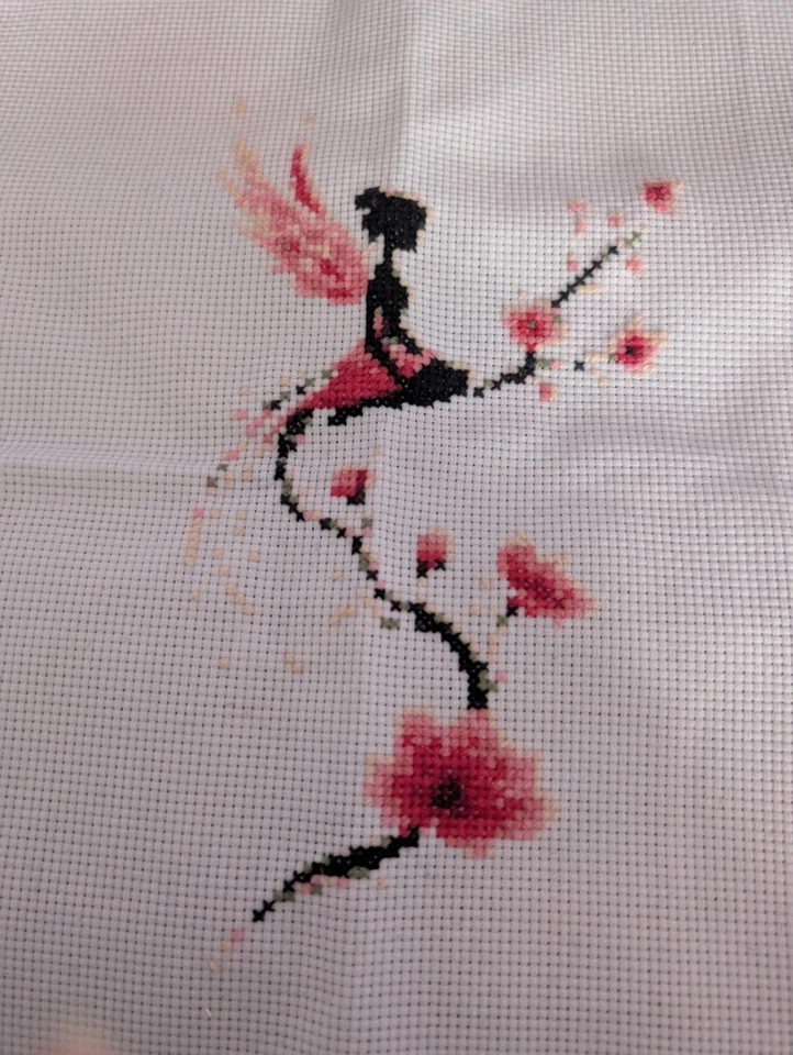 Unframed Finished Cross Stitch Fairy Flowers Picture Embroidery Art Craft Decor - Image 1 of 1