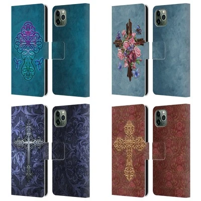 OFFICIAL BRIGID ASHWOOD CROSSES LEATHER BOOK CASE FOR APPLE iPHONE PHONES - Image 1 of 4