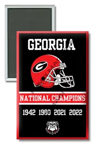 Universidad de Georgia Bulldogs Fútbol Campeones Nacionales Banner 2" x 3" Imán - Imagen 1 de 3