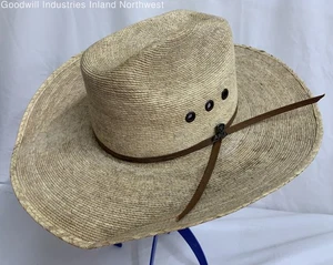Men's Ariat Hats Natural Beige Brown Hatband Straw Cowboy Cowgirl Western Hat - Picture 1 of 8