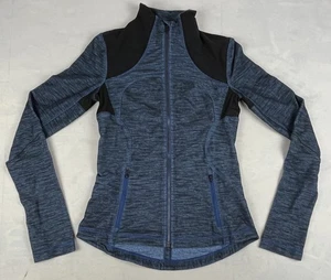 Lululemon Forme Jacke blau Denim Tintenfass durchgehender Reißverschluss Daumenlöcher Größe 6 - Bild 1 von 10