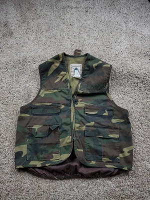 Northwest Territory Vest Mens Medium Woodland Camo Hunting Utility Zip Pockets - Image 1 of 4