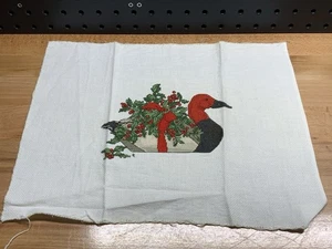 Vintage Cross Stitch 14 X 11 Christmas Duck Completed - Picture 1 of 6