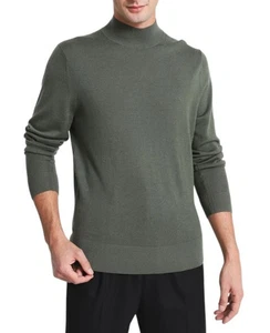 Calvin Klein Merino Mock Neck Herren Pullover M Grün Wolle Tight-Knit Logo - Bild 1 von 11