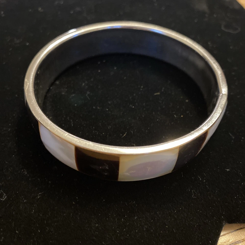 贝壳手镯海贼王手链黑白镶嵌银色 — 第 1/4 张图片