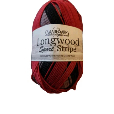 Superwash Merino Wool Sock Yarn Cascade Yarns Longwood Sport Stripe Extra Fine - Image 1 of 4
