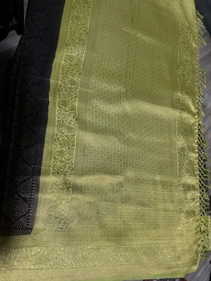 Traditional Copper Jari Katan Silk Saree Indian Ethnic Wear - Image 1 of 4