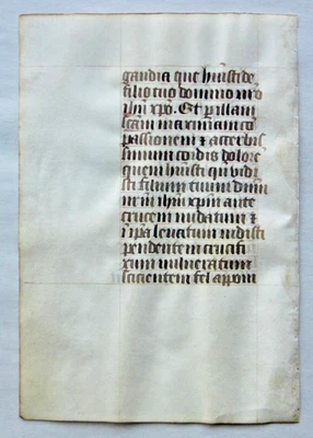 Ca.1470 plain Book of Hours manuscript leaf,Latin,France. - Image 1 of 2