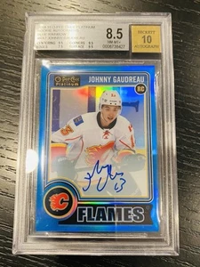 2014-15 OPC Platinum Johnny Gaudreau azul arco iris novato automático 12/25 BGS 8,5 - Imagen 1 de 4