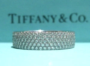 $10,600 TIFFANY & CO. METRO FIVE 5 ROW .89CTW DIAMOND WHITE GOLD RING BAND SZ 6 - Picture 1 of 5
