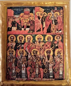 Eisodia di Theotokos Hypapante Santi Padri e Patriarchi icona greco-ortodossa - Foto 1 di 7