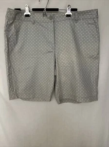 Loft Bermuda Shorts Womens Size 16 Polka Dot Gray White Cotton Curvy NWT - Picture 1 of 10