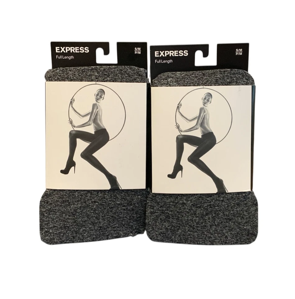 Paquete de 2 Medias Express Largas Opacas Gris Carbón Negro S/M Nuevas Para Mujer Foto 1 de 4