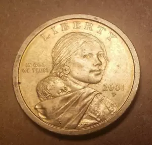 Sacagawea 2001P Dollar Coin Gold Color Circulated - Picture 1 of 2