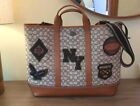 COACH Tote Bag Toby Turnlock Shoulder Signature Jacquard Varsity Patch Brown CG2
