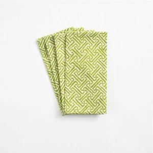 Juego de 4 servilletas de algodón indio impresas a mano Fretwork verde caspari 50 cm - Imagen 1 de 2