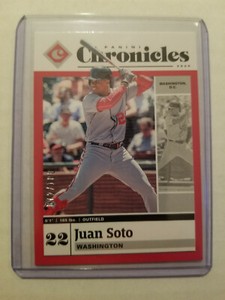 2020 Panini Chronicles Juan Soto #4 Red Parallel 72/100 Nationals