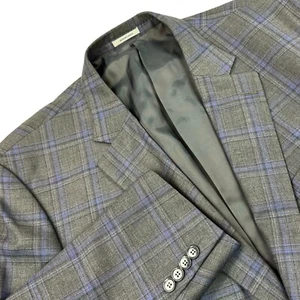 PETER MILLAR Sport Coat Jacket Mens Size 51 Wool Gray Blue Plaid Big & Tall - Picture 1 of 23