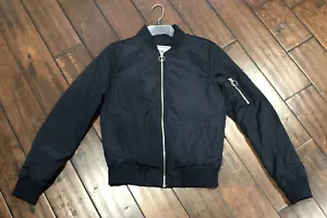 “Garage” Women’s Bomber Jacket Full Zip Up Color Navy Blue , Size Small - Picture 1 of 11