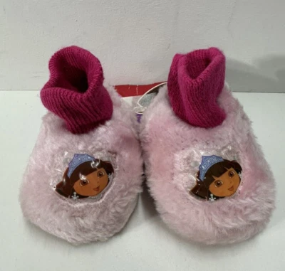Dora The Explorer slippers size 1 pink faux fur - Image 1 of 4