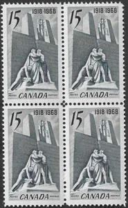 Canadá #486 Bloque "Vimy Memorial France" Nuevo 1968 Original Goma (A) - Imagen 1 de 2