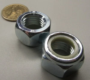 Zinkblech Stahl, Klasse 10, Nyloneinsatz Schloss Sechskantmuttern RH, M16 x 2 x 24 mm B 25 Stück - Bild 1 von 9