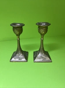 Pair Of Antique Church Altar Candlesticks, Used, 4 3/4" ht. Chalice Co. - Picture 1 of 5