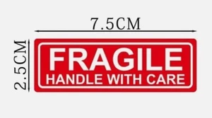 20 x PCS Fragile Handle With Care Business Sticker Shipping Label 76 x 25mm - Picture 1 of 2