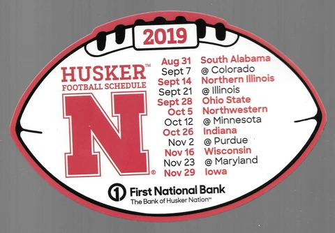 2019 Nebraska Cornhuskers Husker Football Shaped Fridge Magnet Schedule Cover
