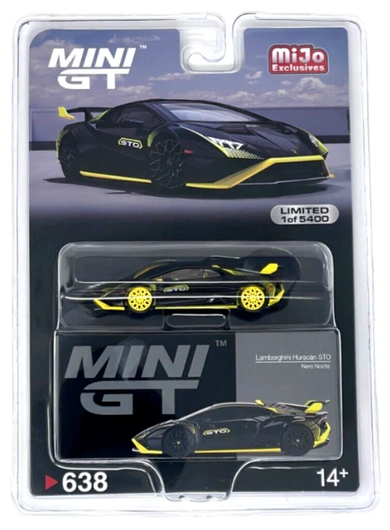 Chase! Mini GT 1:64 Lamborghini Huracán STO Black Diecast Model Car MGT00638 - Image 1 of 1