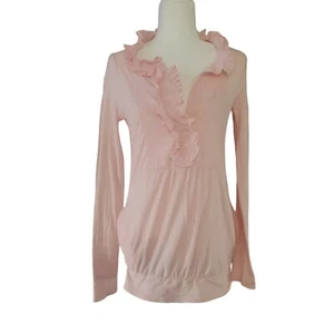 TWINSET Simona Barbieri rosa Langarm leichtes Rüschen Top Bluse Small - Bild 1 von 5