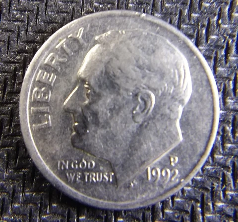 1992 p dime misaligned die strike mint error Cover